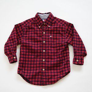 Vintage Tommy Hilfiger Corduroy Plaid Gingham Collared Button Down Shirt, Kids 4
